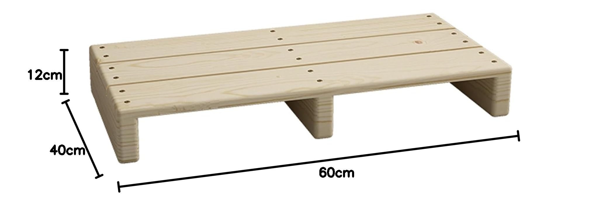 Tritthocker aus Holz, tragbare Bettstufen, hohe Trittstufe für drinnen und draußen mit rutschfesten Polstern, EIN Tritthocker für Küche, Bad, Tür(60x30x15cm)