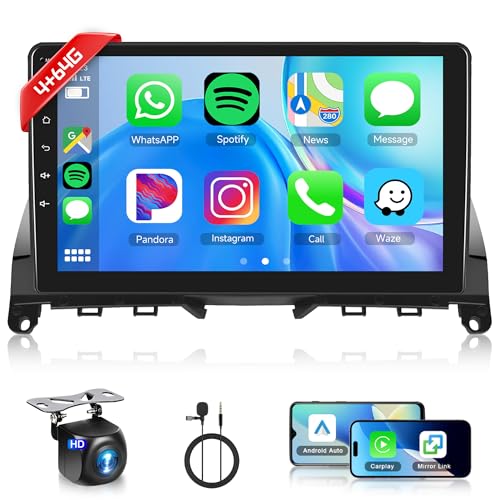 4G+64G Android Autoradio pour Mercedes Benz C Class W204 S204 2007-2014 9 Pouces Carplay sans Fil Radio avec Android Auto Mirror Link GPS Navi Bluetooth...