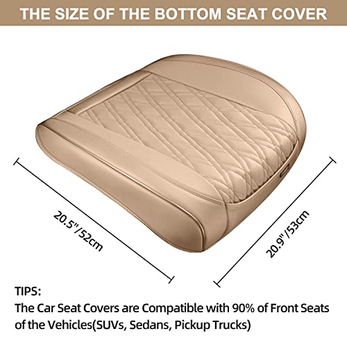 Tiehesyt 1Pcs Nappa Leather Covers For Cars, Car Seat Cover Front Bottom Protector, Seat Cushion Without Backrest, Anti-Slip And Wrap Around The Bottom Fit Most Cars And Vehicles, Beige #TOP4