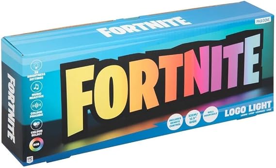 Paladone Fortnite RGB Colour-Changing Logo Light Officially Licensed Gaming Lamp with Remote Control, Wall or Desk Display, USB Powered Decor for Gamers