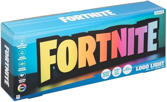 Paladone Fortnite RGB Colour-Changing Logo Light Officially Licensed Gaming Lamp with Remote Control, Wall or Desk Display, USB Powered Decor for Gamers