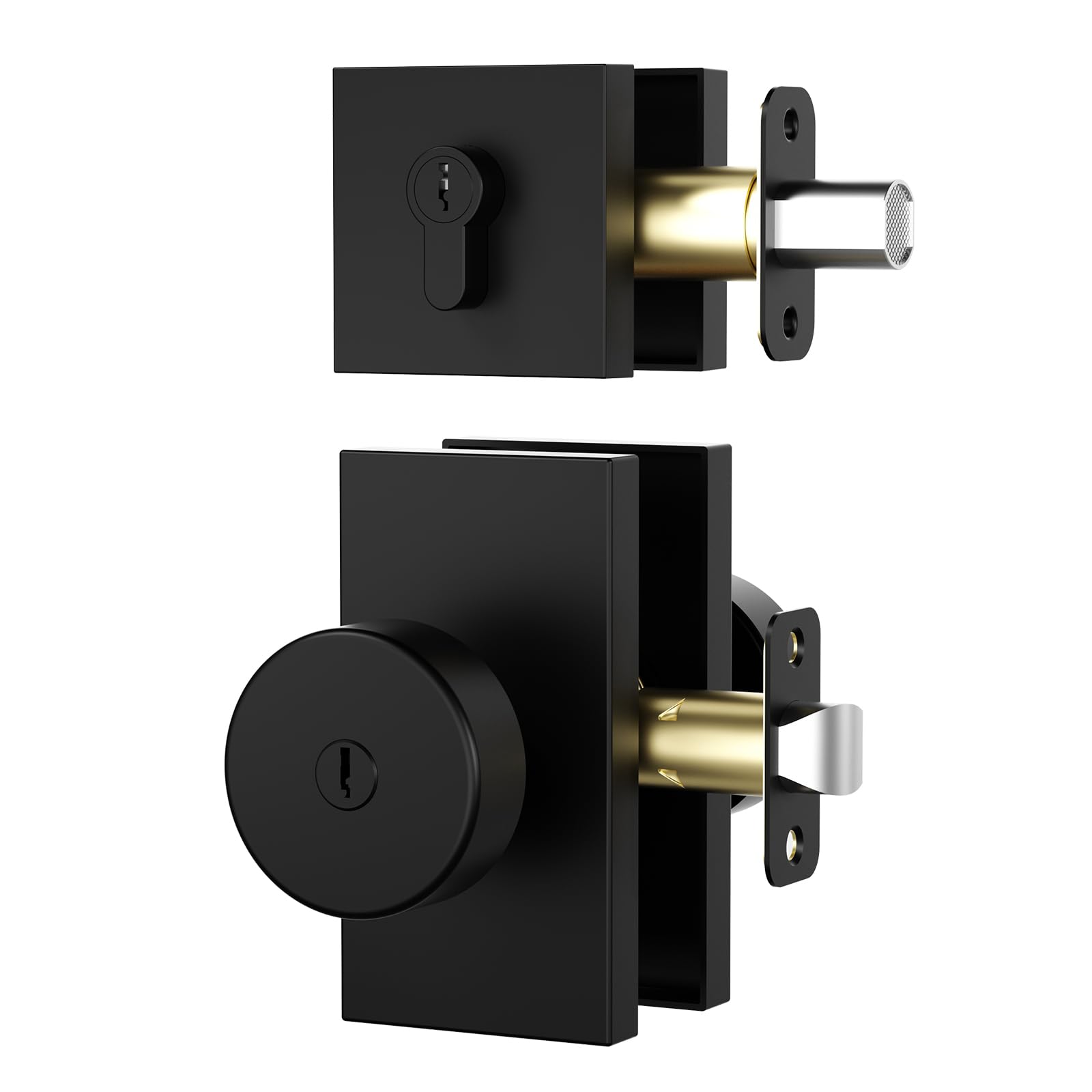 Satin Brass Privacy Door Knob with Lock -24