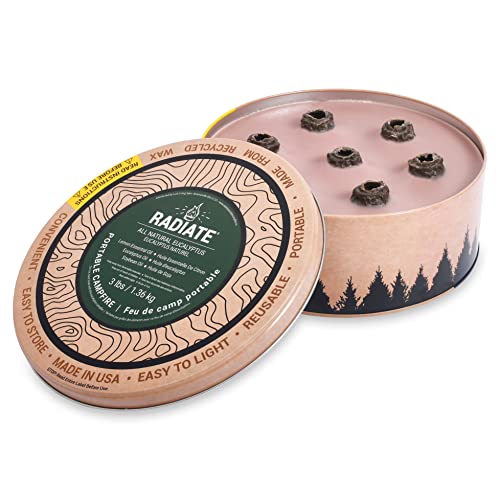 Radiate Portable Campfire: The Original Go-Anywhere Campfire | Eucalyptus Scent | Lightweight and Portable | 3-5 Hours of Bright and Warm Burn Time | Convenient-No Embers-No Hassle | Made in USA