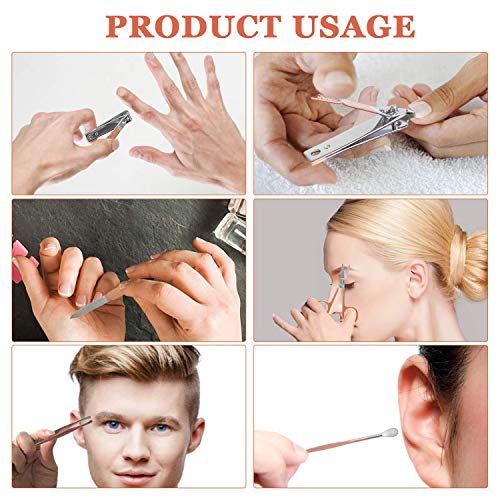 CACASO Manicure Set 16 PCS Professional Pedicure Care Tools,Stainless Steel Grooming Set,Ideal Travel Nail Clipper Kit With Genuine Leather Case, brown - Thumbnail 2