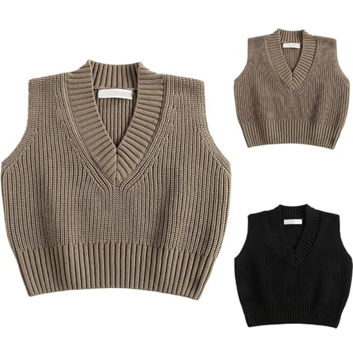 Girls Boys V Neck Sweater Vest Cute Chunky Knit Waistcoat Pullover Sleeveless Sweaters for 1-7 Years2
