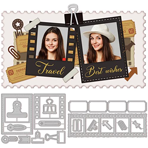 GLOBLELAND Retro Classic Thema Stanzformen Film Fotorahmen Karten Stanzformen Filmrahmen Büroklammer Prägeschablone Für Kartenherstellung DIY Scrapbooking Fotoalbum Metall Stanzschablonen