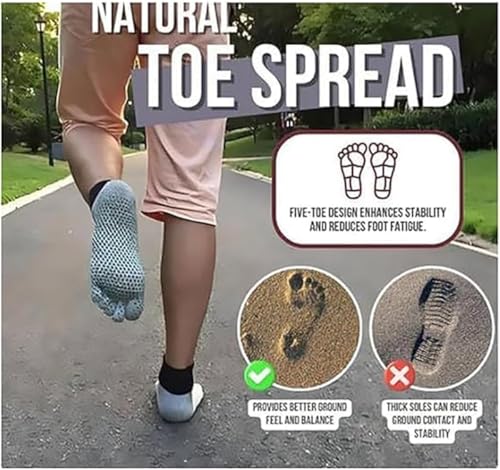 Konjoun Barefoot Socks,Outdoor Breathable Toe Separator Socks,Women Yoga Grounding Socks,Men Comfort Super Non Slip Hike Sock3