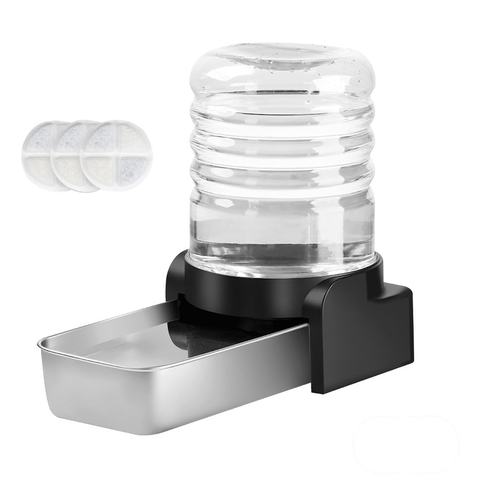 Marchul 3.8 L Cani Distributore d'acqua, distributore automatico d'acqua per cani con ciotola in acciaio inossidabile e 3 filtri, bottiglia d'acqua a gravità di grande capacità per cani e gatti