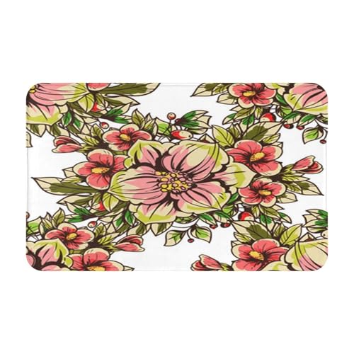 滑り止め、洗濯可能、吸水性と耐久性に フロアマット。屋内外での使用に最適。家庭、オフィス、商業スペースに最適(花の背景を持つアート抽象的な優雅さとシームレスなパターンの美しい美しさ)。