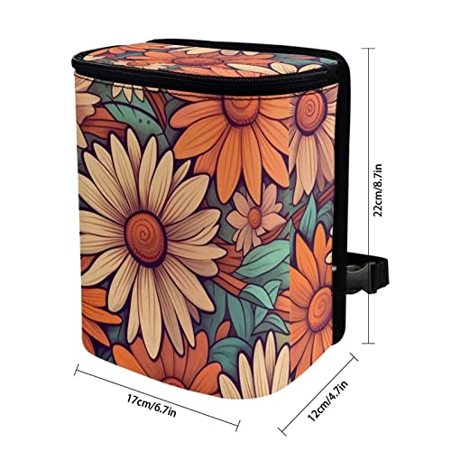 Image of DISNIMO Abstract Groovy Flower Car Trash Can Easy-to-Install Car Accessory Interior, Leak-Proof Car Garbage Can Bin Organizer Storage Bag for The Back Seat of Any Cars, Sedans, SUVs & Trucks