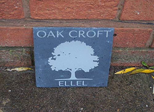 Slate House Sign Oak Tree Image Shed Sign stable Sign Personalised Slate Sign Bespoke House 