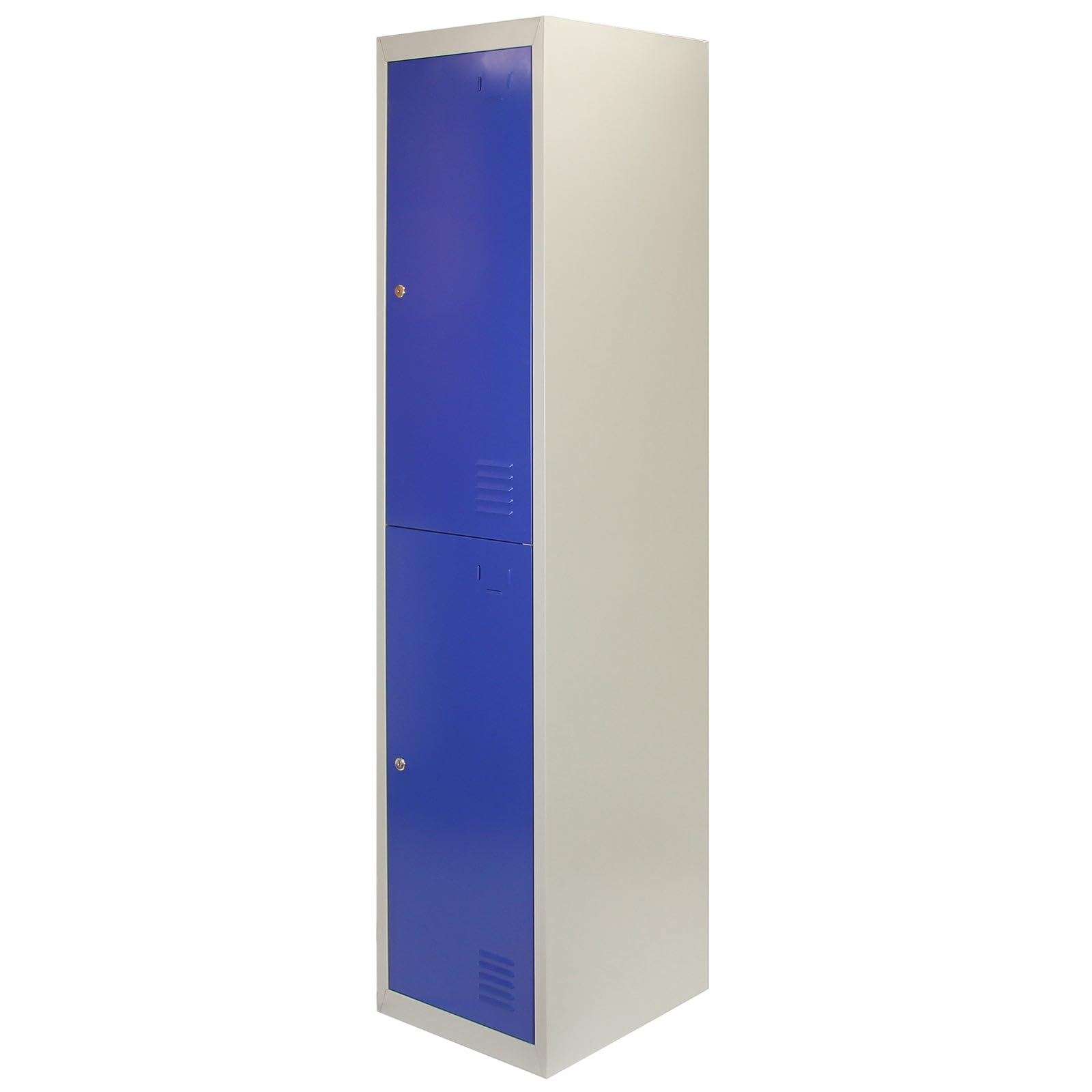 Monster Racking Casier de rangement verrouillable 2 portes métalliques acier bleu gris 1 rail 1 étagère