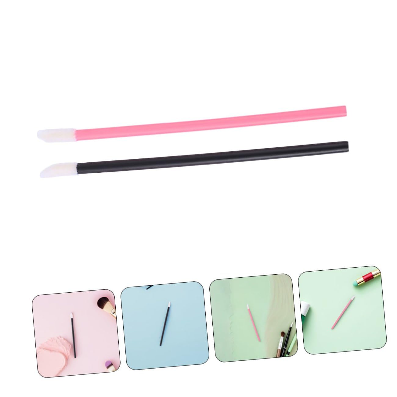 Artibetter 400pcs Disposable Lip Brush Set with Lipstick and Eye Shadow Applicators Soft Skin-friendly Mini Makeup Brushes for Professional and Personal Use