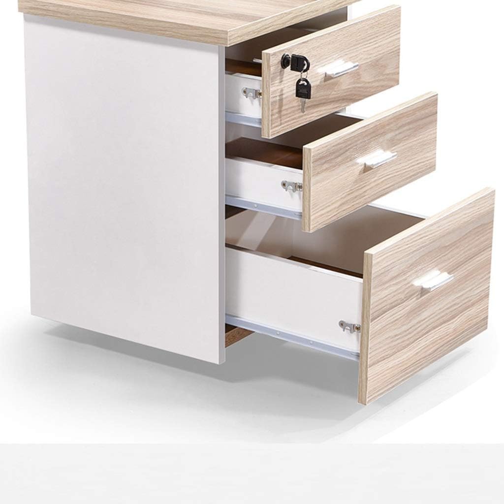 Simple Wooden Office File Cabinet with Lock Three-Layer Drawer Removable Data Cabinet Home Storage Cabinet Study Cabinet File Cabinet Filing Cabinet (Color : Brass) (B)