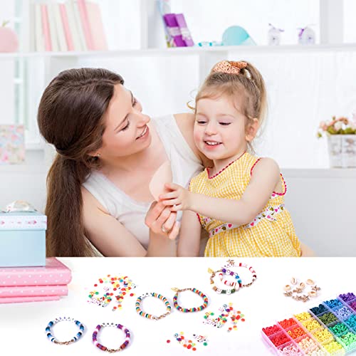 Golray 4800 Pcs Flat Round Polymer Clay Spacer Beads For Jewelry Making Bracelets Necklace Earring Diy Craft Kit With Pendant And Jump Rings - Creat 30-40 Pack Bracelets (6Mm 18 Colors Beads) #TOP6