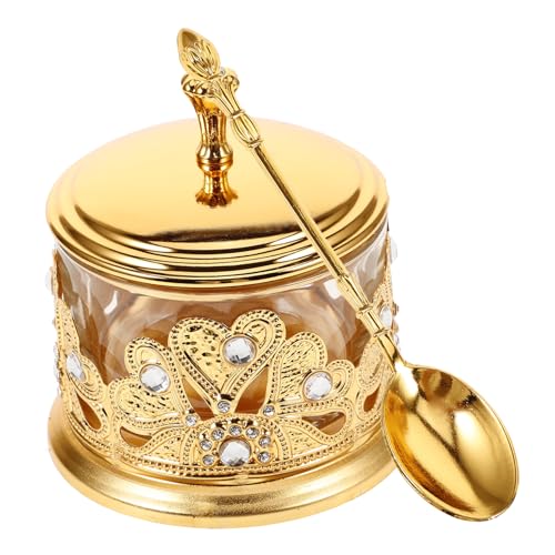 CIYODO Elegante Azucarero de Metal Tarro para Condimentos con Tapa Cuchara para Sal Pimienta Y Azúcar Diseño Europeo para Cocina