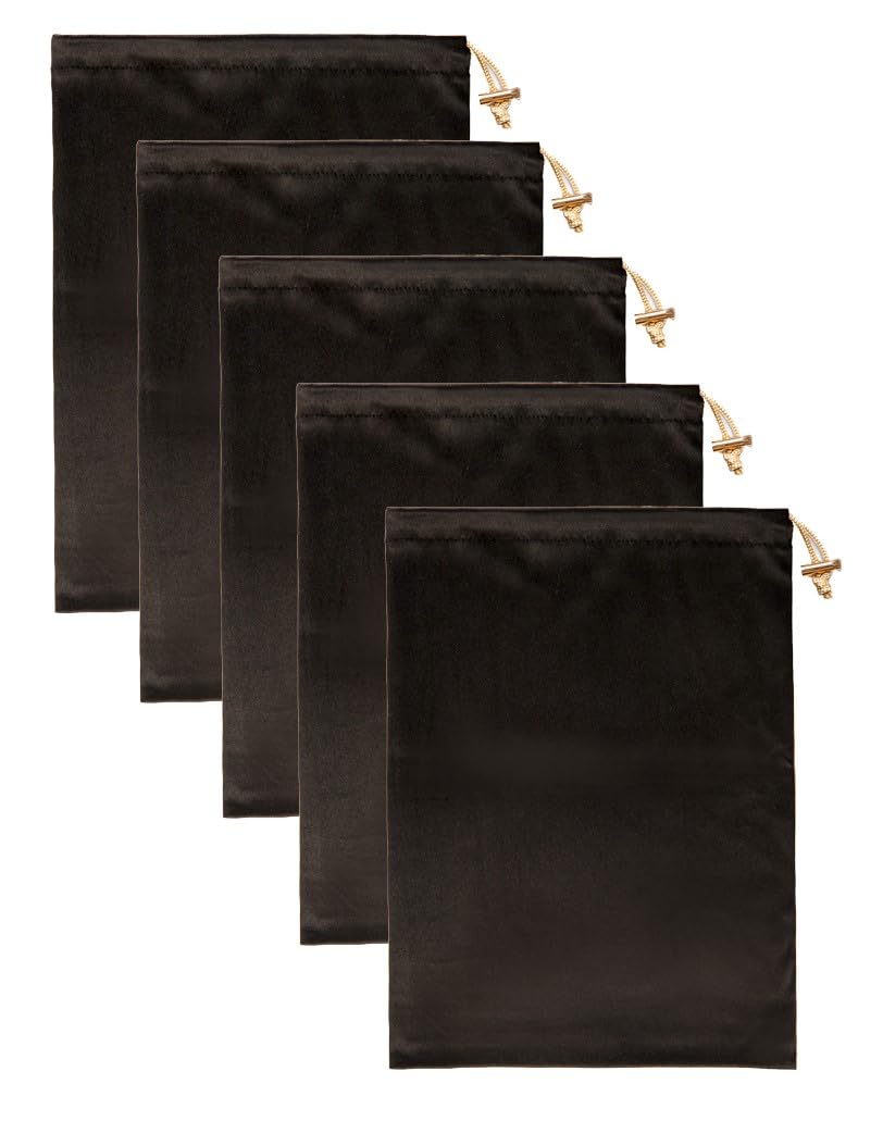 Valante Set of Microfiber Drawstring Storage Bags for Intimate Products (Large Black Set)