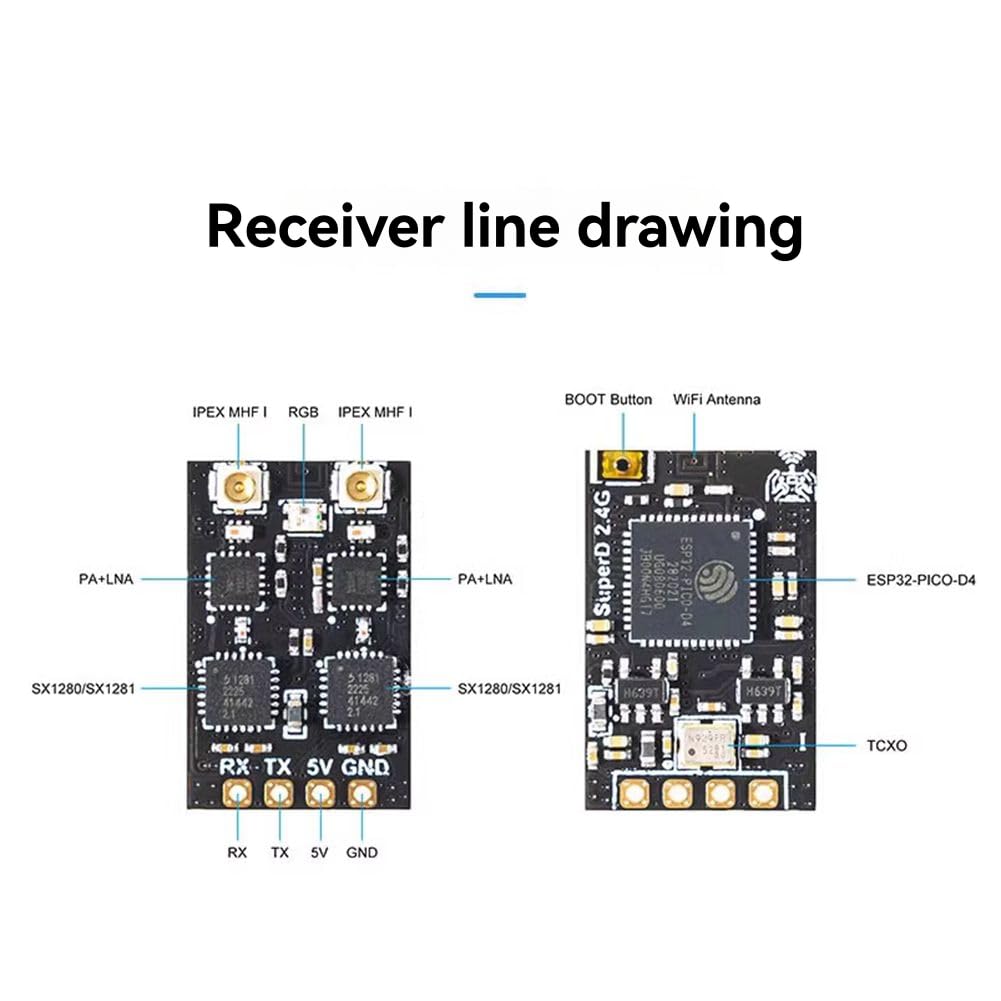 Ricevitore di Diversità Super D ELRS Exesslrs RX 2T Antenne con TCXO in per RC FPV A Lungo Raggio/Freestyle Drone ELRS 915MHz