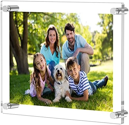 NIUBEE 8.5x11 Clear Acrylic Wall Mount Floating Picture Frame A4 Letter Size Photo for Document Certificate Sign Display -Double Panel (Full Frame is 9.4x13.4 inch)