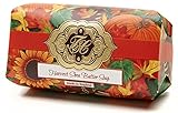 Harvest w/Golden Fall Leaves, Luxury Large Oversized, Beautifully Scented Shea Butter, Soap Bar, Made in England, Triple Milled. Environmentally Friendly (Green). 8.0oz.