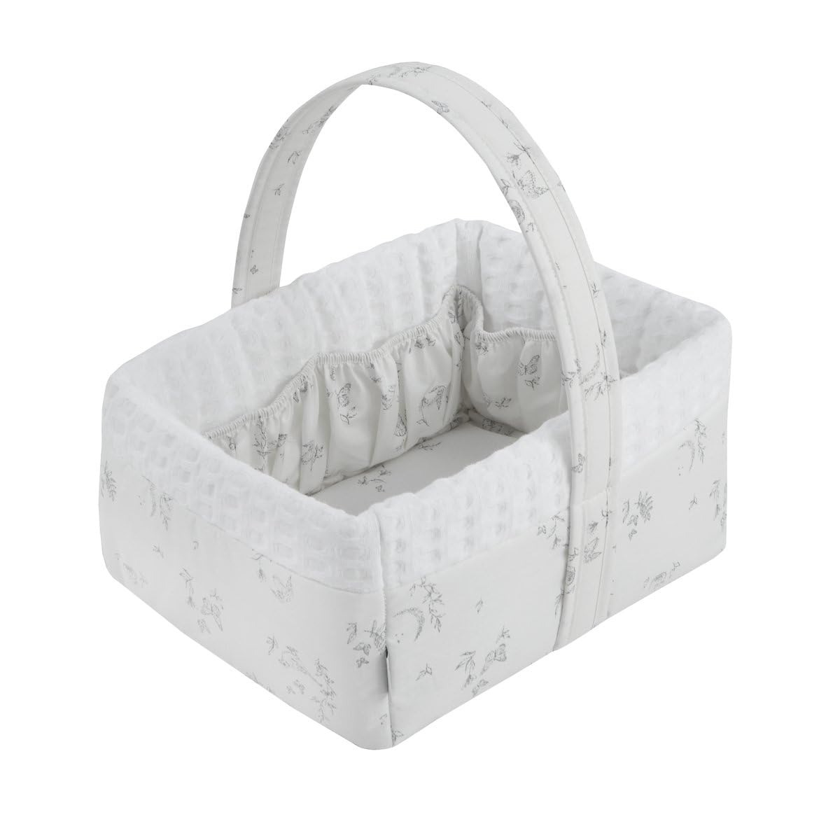Cambrass - canastilla bebé recien nacido - cesta de almacenamiento para artículos de higiene del bebé - organizador de pañales multifuncional - Merlo crudo 22.5x29x29 cm