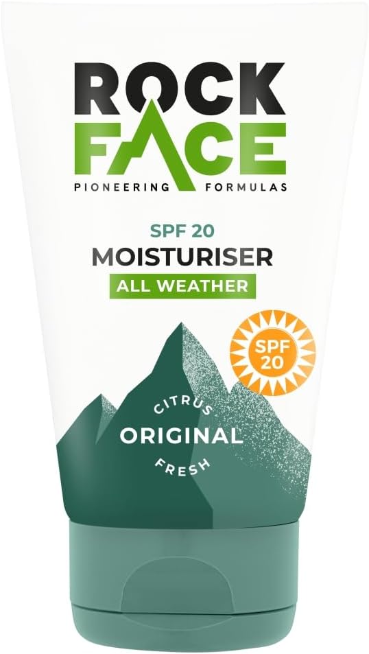 Rock Face Mens Moisturiser - SPF 20 Face Cream, Protect from UVA and UVB Rays, 100ml, Energising Skincare, Fast Absorbing & Non-Greasy, Fresh Citrus Scent