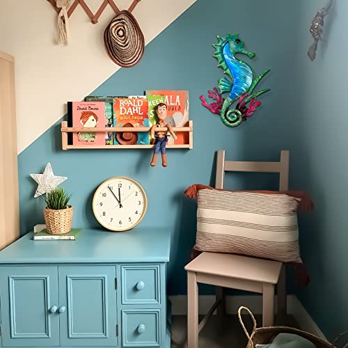 Hongland Metal Seahorse Wall Decor Ocean Coral Wall Art Beach Theme Sculpture Decorations For Pool Porch Bathroom Garden #TOP7