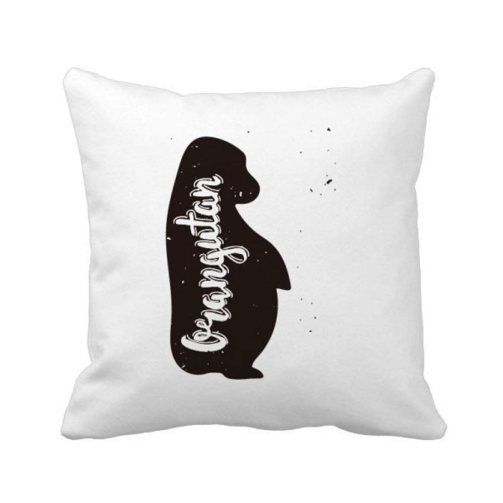 Housse de coussin orang-outan noir et blanc carré déco jungle chic moderne