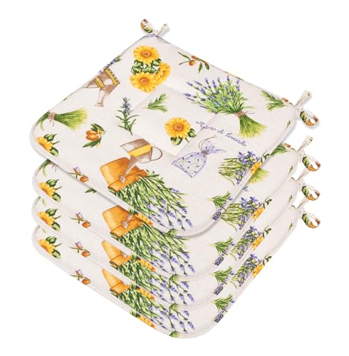Set di 4 Cuscini per sedie universali con laccetti, 100% MADE IN ITALY (noi crediamo che il made in Italy possa ancora assicurare qualità e sicurezza).