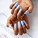 Fstrend 24Pcs False Nails Matte Full Cover Medium Ballerina Coffin Natural Blue Acrylic Fake Nails Punk Christmas Party Prom Clip on Nail for Women and Girls