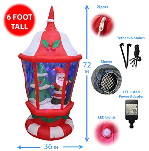 Lanterne gonflable de Noël lumineuse 1,8m grand Père Noël déco cour extérieure - 3