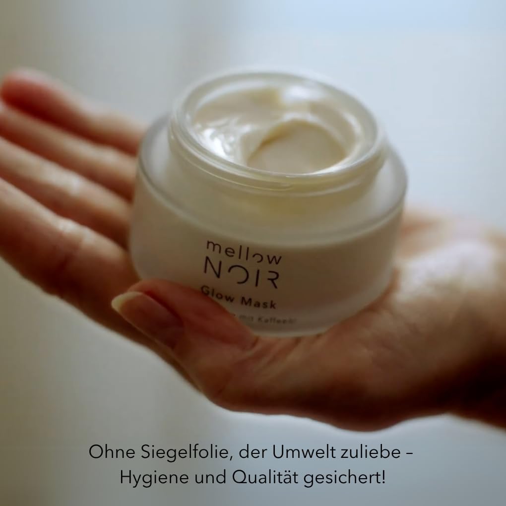 mellow NOIR Glow Mask 50ml | tägliche Nachtcreme | Reduziert sichtbare Poren & Rötungen | Für eine ebenere Haut | Spürbarer Sofort-Effekt | Vegan | zertifizierte Naturkosmetik