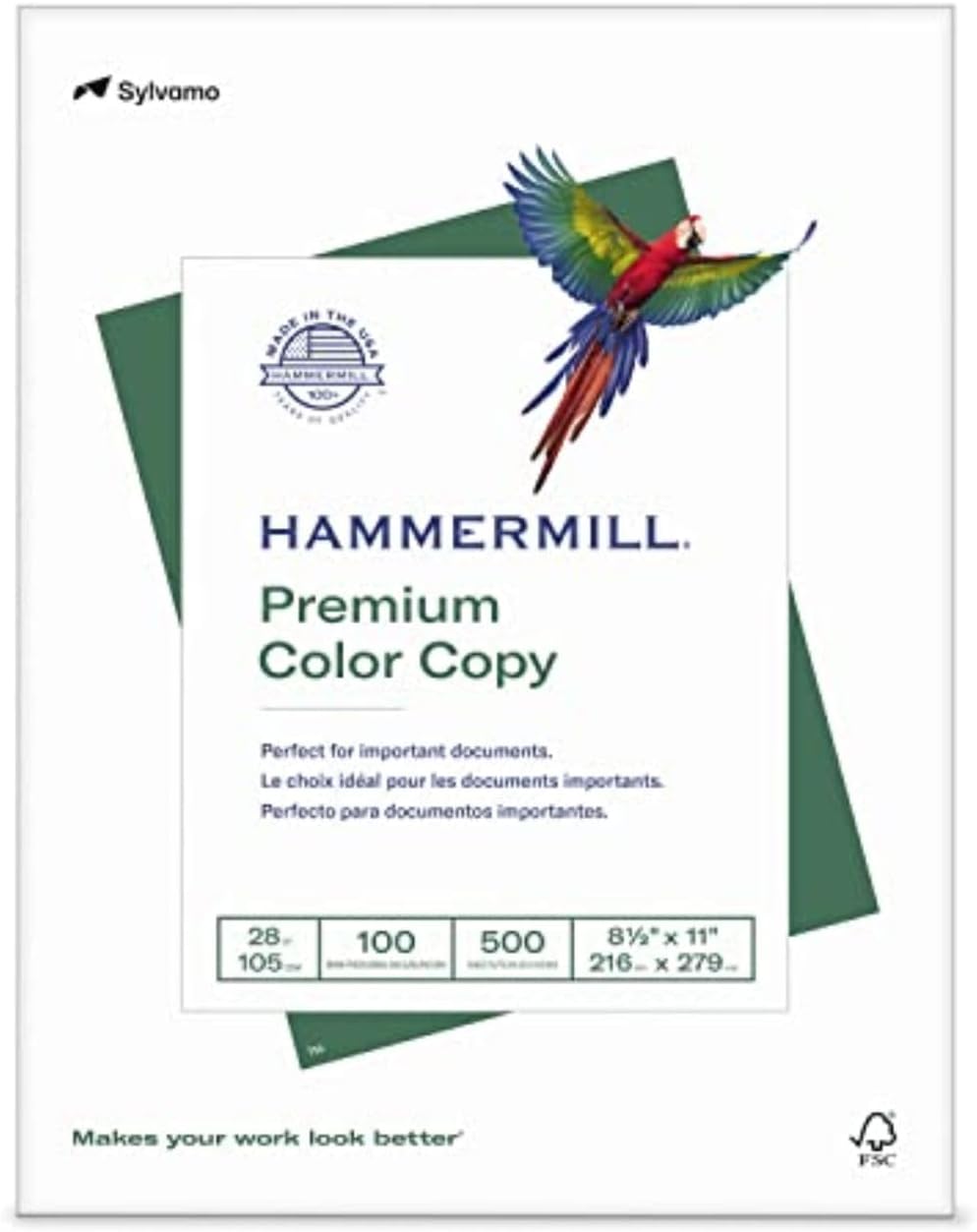 Printer Paper, Premium Color 28 lb Copy Paper, 8.5 x 11-1 Ream (500 Sheets) - 100 Bright, Made in the USA, 102467