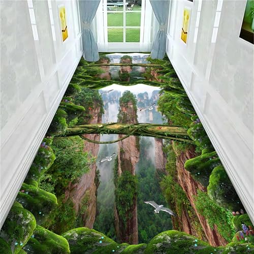 SMXVRC 3D Grün Canyon Großer Teppich, 80x300cm, Optische...