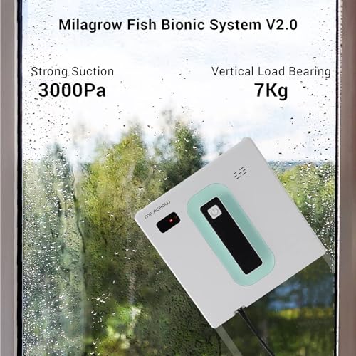 Image of MILAGROW Seagull Window Cleaning Robot, Automatic Cleaning with Intelligent Path Planning, 3000Pa Suction Power, Dual Nozzle Technology, Safety Rope, App /Remote Control