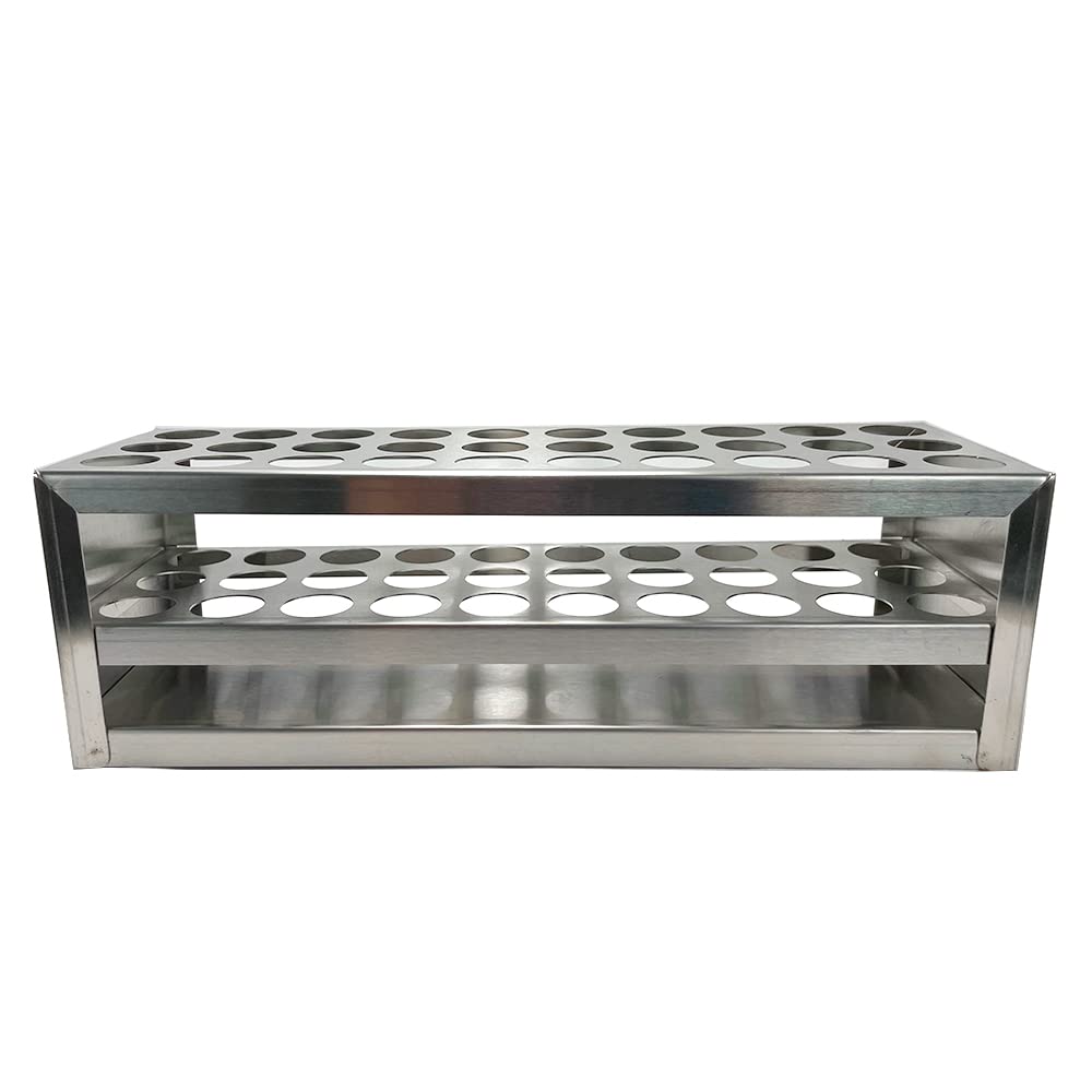 KENZIUM - 2 x Portaprovette | 50 Fori | Per Tubi di Diametro Inferiore o Uguale a 17 mm | Plastica Polistirolo | Ideale per Laboratorio e Scuola