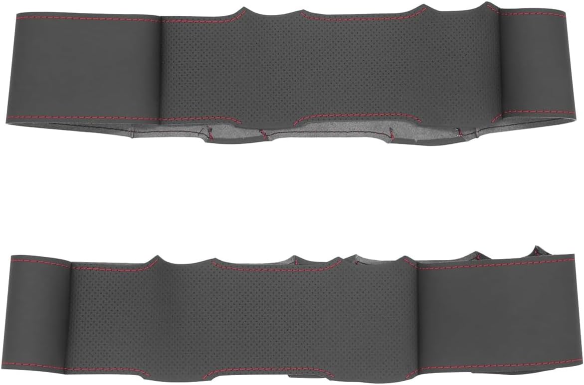 Black Genuine Leather Carbo Fiber Steering Wheel Cover for Ford Mustang 1994 1995 1996 1997 1998 1999 2001 2002 2003 2004 Accessories Car Custom Fit Hand Stitched OEM Interior Part (2)