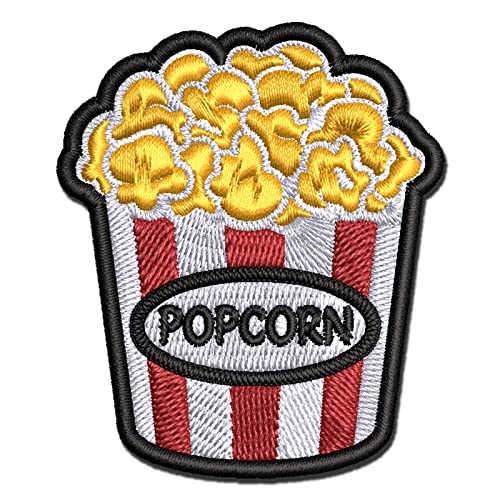 Big Bucket of Popcorn Movie Theater Multi-Color Embroidered Hook & Loop Patch Applique - Mini 2.0...