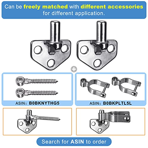 Insaga 304 Stainless Steel Horizontal Mount Gate Hinges, Non-Welding Wood Fence Link Gate Hinge, Wall Mount Flat Back Gate Hinges With 5/8'' Hinge Pin (2Pcs, Screws Not Included) #TOP5