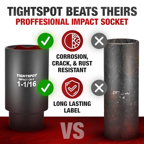 Image of TIGHTSPOT 1 /2 inch Dr 1 1 /16 Inch Deep Socket, Anti-Round 6-Pt, CRV Steel