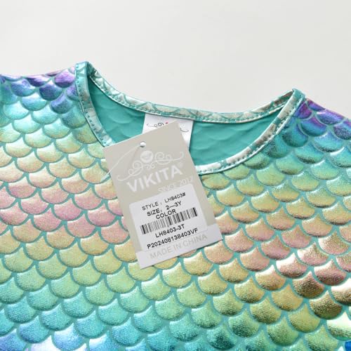 VIKITA Girls Colorful Layered Tutu Dress Sparkling Mermaid Scales Princess Dresses for Toddler Kids 3-10 Years2