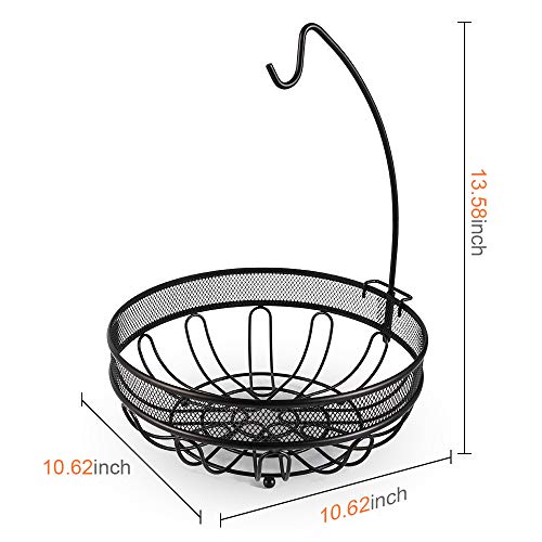 CLTYQ Fruit Basket Wired Fruit Bowl with Banana Hanger Hook, Vegetables Storage Rack Bread Snacks Stand - Cosy Home Interiors CLTYQ Fruit Basket Wired Fruit Bowl with Banana Hanger Hook, Vegetables Storage Rack Bread Snacks Stand - Image 2