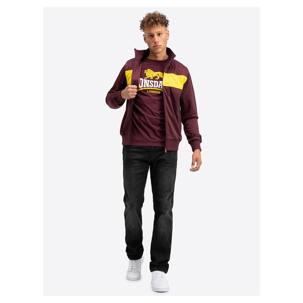 Lonsdale Męska kurtka treningowa wąski krój ALNWICK, Oxblood/Yellow, XL, Oxblood/Yellow, XL