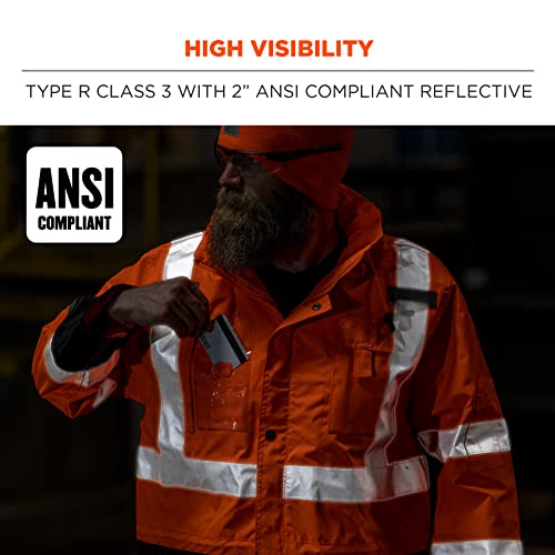 Ergodyne Glowear 8386 High Visibility Reflective Outer Rain Shell Jacket, Medium, Orange #TOP2