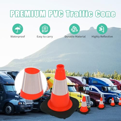Image of BESEA 12 inch inch Traffic Cones Soccer Training Cones Sport Cones Road Parking Cone with 4 inch Highly Reflective Collar(8 Pack)