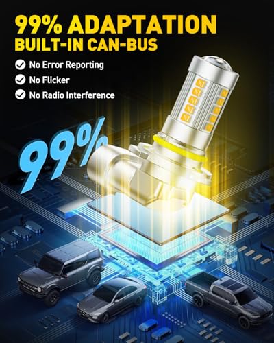 Image of AUXITO 9145 9140 H10 LED Fog Light Bulbs, 6500K Cool White CSP LED Fog Lights, True 1:1 Mini Size Replacement Fog Bulb, 360 Full Illumination, Play and Plug, Pack of 2