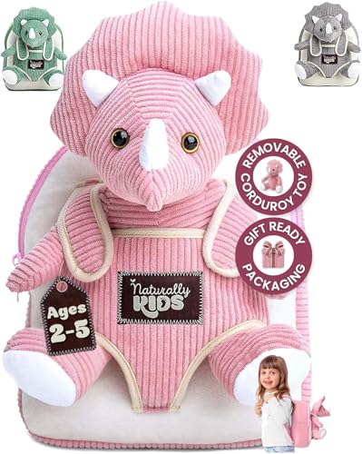 Naturally KIDS Pink Triceratops Toy, Triceratops Stuffed Animal for 2 3 4 5 Year Old Girl,...