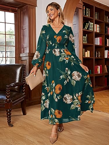 Image of Simplee Women's Boho Floral Maxi Dress Flowy Casual V Neck Short Sleeve Wedding Guest Holiday Beach Long Dress