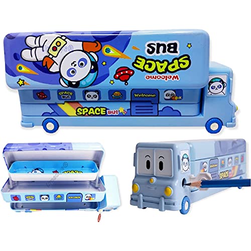 Royal Hub Pencil Box Cartoon Printed School Bus Metal Double Decker Bus Shape Pencil Box For Kids With Moving Tyres & 3 Compartments Sharpener Geometry Case For Boys & Girls, Multicolour (B0C4YDCLBN) Amazon Price History, Amazon Price Tracker