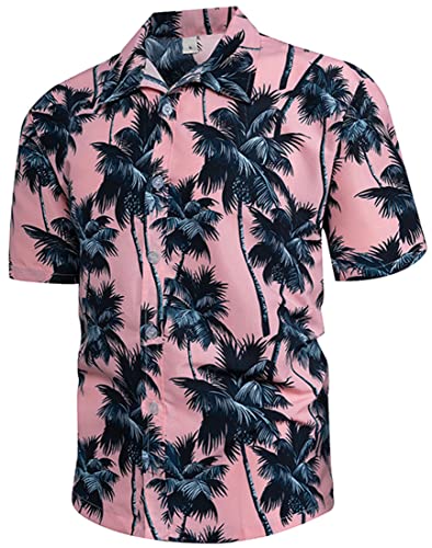 MEDUOLA Hawaii Camiseta para Hombre T-Shirt Impreso Camisa Unisex Playa Ocio Estilo de Vacaciones Manga Corta XXL,11 Rosa Cover